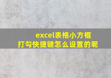 excel表格小方框打勾快捷键怎么设置的呢