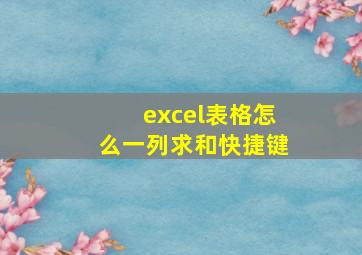 excel表格怎么一列求和快捷键