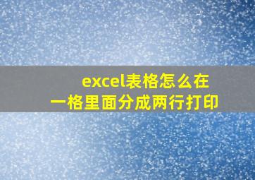 excel表格怎么在一格里面分成两行打印