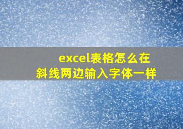 excel表格怎么在斜线两边输入字体一样