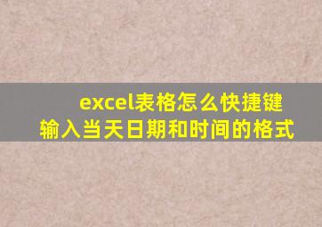 excel表格怎么快捷键输入当天日期和时间的格式