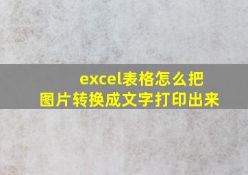 excel表格怎么把图片转换成文字打印出来