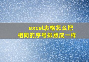 excel表格怎么把相同的序号排版成一样