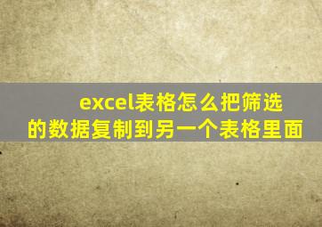 excel表格怎么把筛选的数据复制到另一个表格里面