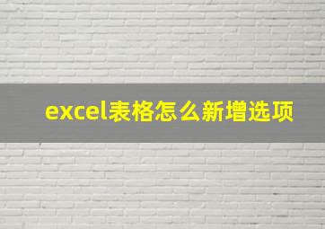 excel表格怎么新增选项