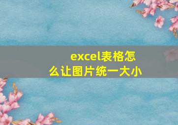 excel表格怎么让图片统一大小