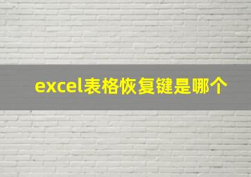 excel表格恢复键是哪个