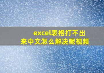 excel表格打不出来中文怎么解决呢视频