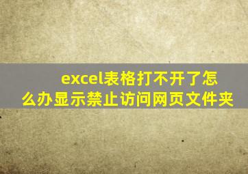 excel表格打不开了怎么办显示禁止访问网页文件夹