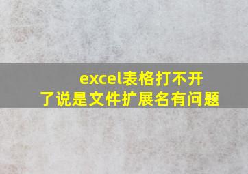 excel表格打不开了说是文件扩展名有问题