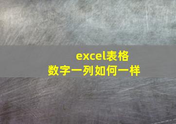 excel表格数字一列如何一样