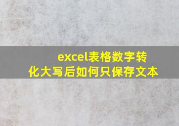 excel表格数字转化大写后如何只保存文本