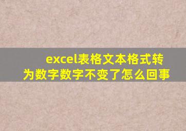 excel表格文本格式转为数字数字不变了怎么回事