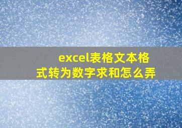 excel表格文本格式转为数字求和怎么弄