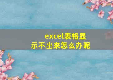 excel表格显示不出来怎么办呢