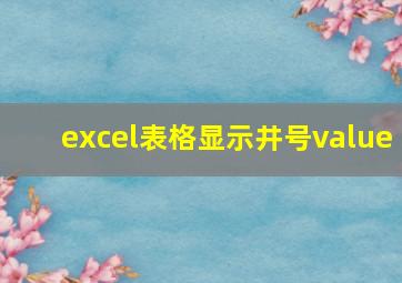 excel表格显示井号value