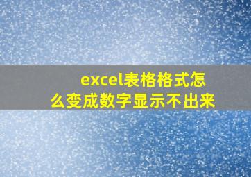 excel表格格式怎么变成数字显示不出来