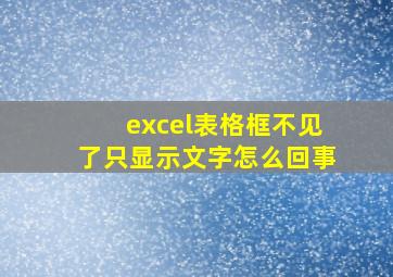 excel表格框不见了只显示文字怎么回事