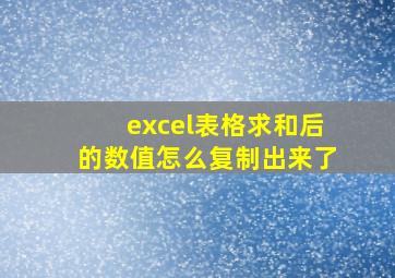 excel表格求和后的数值怎么复制出来了