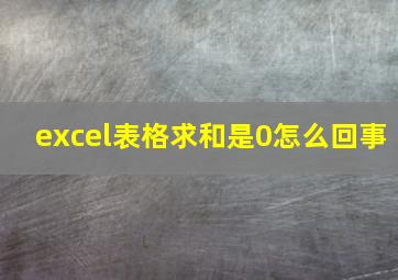 excel表格求和是0怎么回事