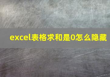 excel表格求和是0怎么隐藏