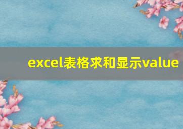 excel表格求和显示value