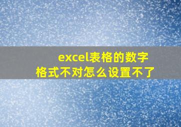 excel表格的数字格式不对怎么设置不了