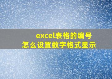 excel表格的编号怎么设置数字格式显示