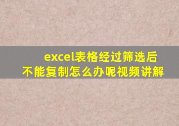 excel表格经过筛选后不能复制怎么办呢视频讲解