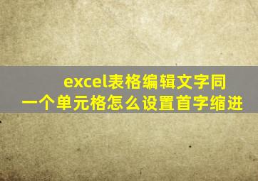 excel表格编辑文字同一个单元格怎么设置首字缩进