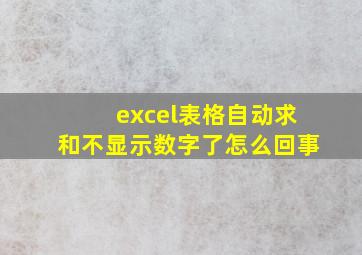 excel表格自动求和不显示数字了怎么回事