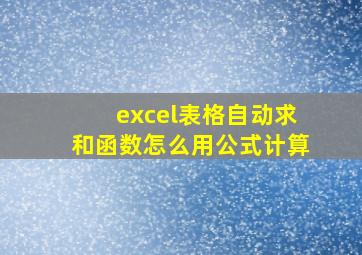 excel表格自动求和函数怎么用公式计算