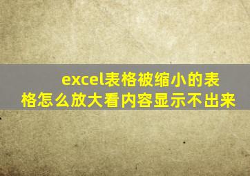 excel表格被缩小的表格怎么放大看内容显示不出来