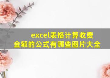 excel表格计算收费金额的公式有哪些图片大全