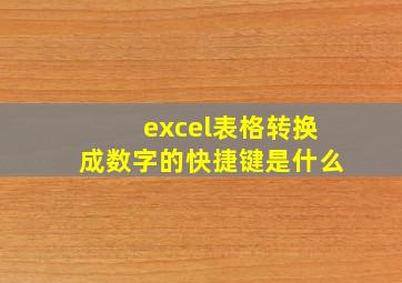 excel表格转换成数字的快捷键是什么