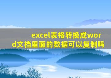 excel表格转换成word文档里面的数据可以复制吗