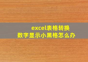 excel表格转换数字显示小黑格怎么办