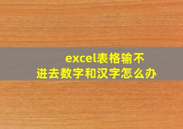 excel表格输不进去数字和汉字怎么办