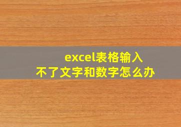 excel表格输入不了文字和数字怎么办