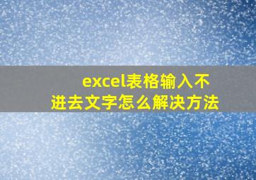 excel表格输入不进去文字怎么解决方法