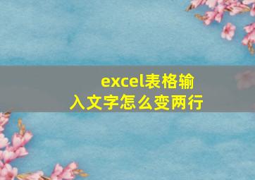 excel表格输入文字怎么变两行