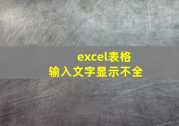 excel表格输入文字显示不全