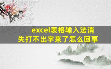 excel表格输入法消失打不出字来了怎么回事