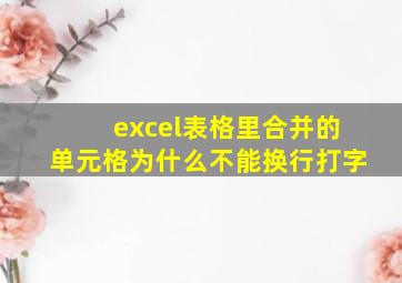 excel表格里合并的单元格为什么不能换行打字