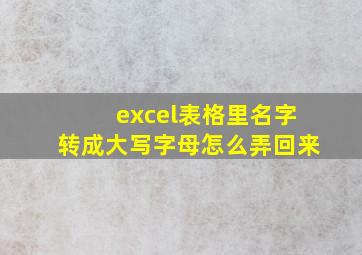 excel表格里名字转成大写字母怎么弄回来