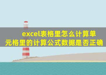 excel表格里怎么计算单元格里的计算公式数据是否正确