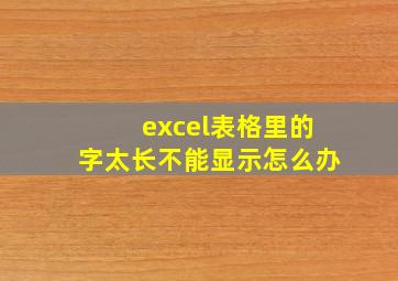 excel表格里的字太长不能显示怎么办