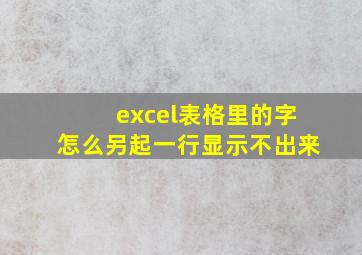 excel表格里的字怎么另起一行显示不出来