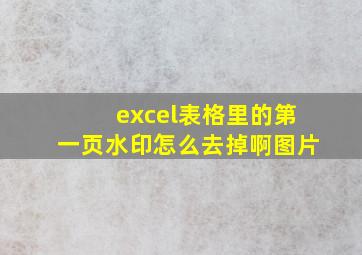 excel表格里的第一页水印怎么去掉啊图片