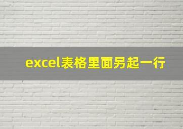 excel表格里面另起一行